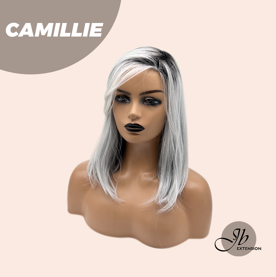 [FINAL SALE] JBEXTENSION 14 Inches Grey Silver with Dark Root Women Fashion Full Machine Wig CAMILLIE【PLUS PERMATEASE】【BENDY EAR TABS】