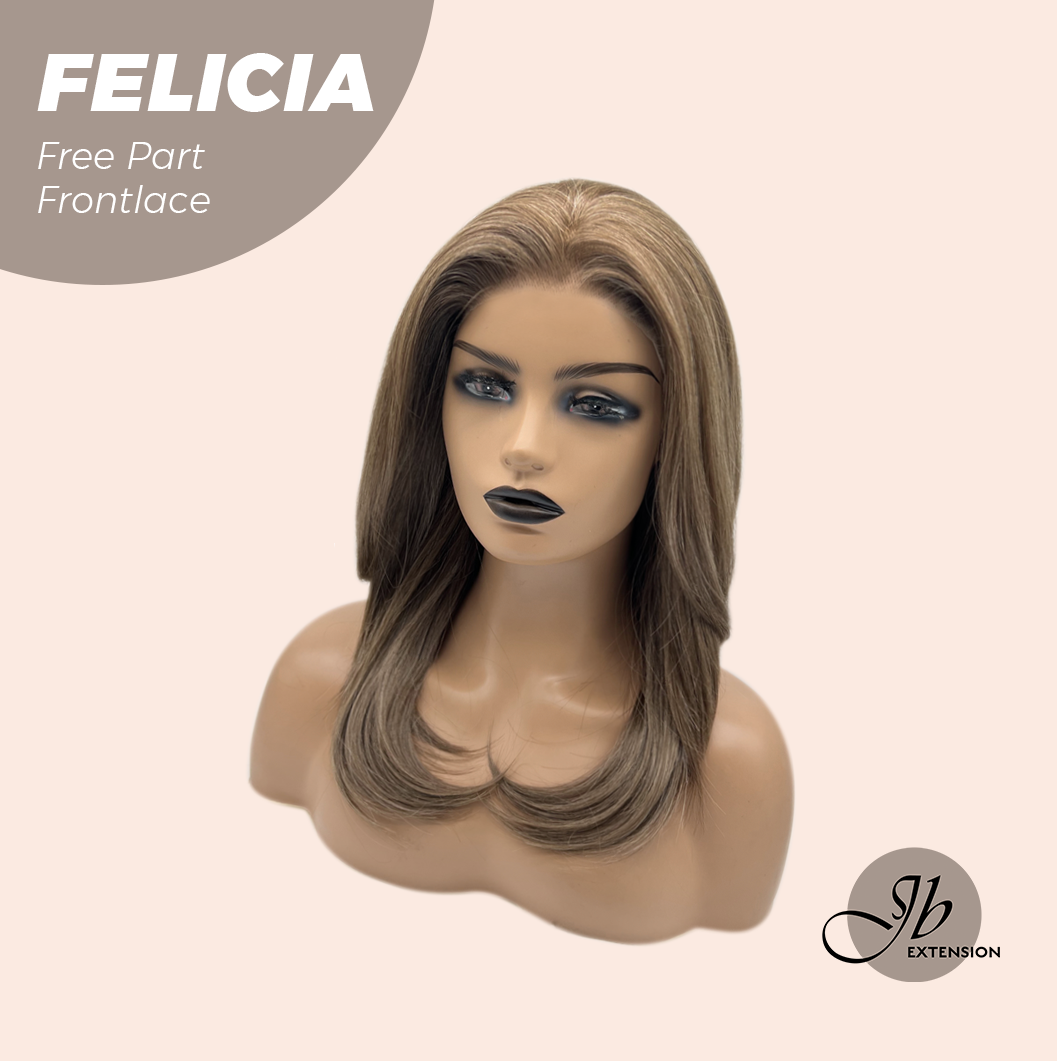 JBEXTENSION 20 Inches Light Brown Fiber X, Tangle Less Pre-Cut Free Part Frontlace Glueless Wig FELICIA【FIBER X】