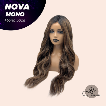 [FINAL SALE] JBEXTENSION NOVA MONO Monofilament Handmade Wig 6X5 Full Monofilament Hand Tied Top Wig 25 Inches Ombre Brown Curly Mono Lace Handmade Futura Fiber Glueless Black Sapphire Wig NOVA MONO【BENDY EAR TABS】