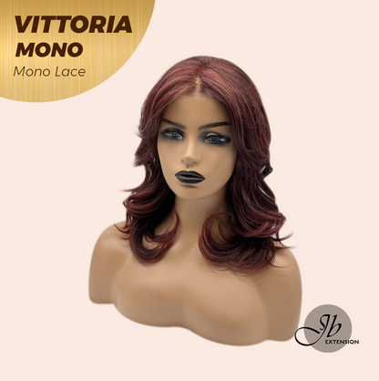 [FINAL SALE] JBEXTENSION VITTORIA MONO Monofilament Handmade Wig 6X5 Full Monofilament Hand Tied Top Wig 16 Inches Dark Red Curly Mono Lace Wig With Anti-slip Silicone Strips Glueless Wig VITTORIA MONO【BENDY EAR TABS】