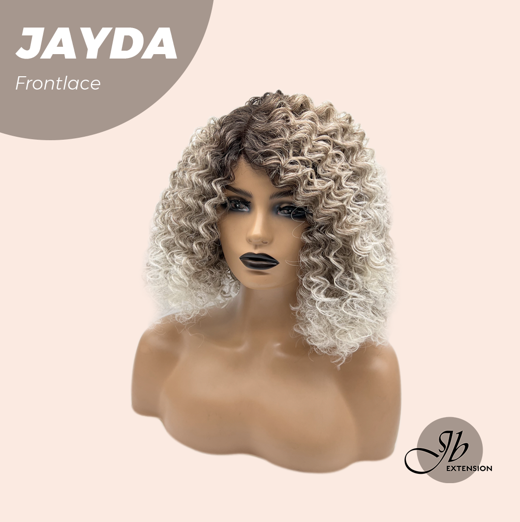 JBEXTENSION 12 Inches Deep Curly Ash Grey Pre-Cut Side Part Frontlace Glueless Black Sapphire Wig JAYDA【BENDY EAR TABS】