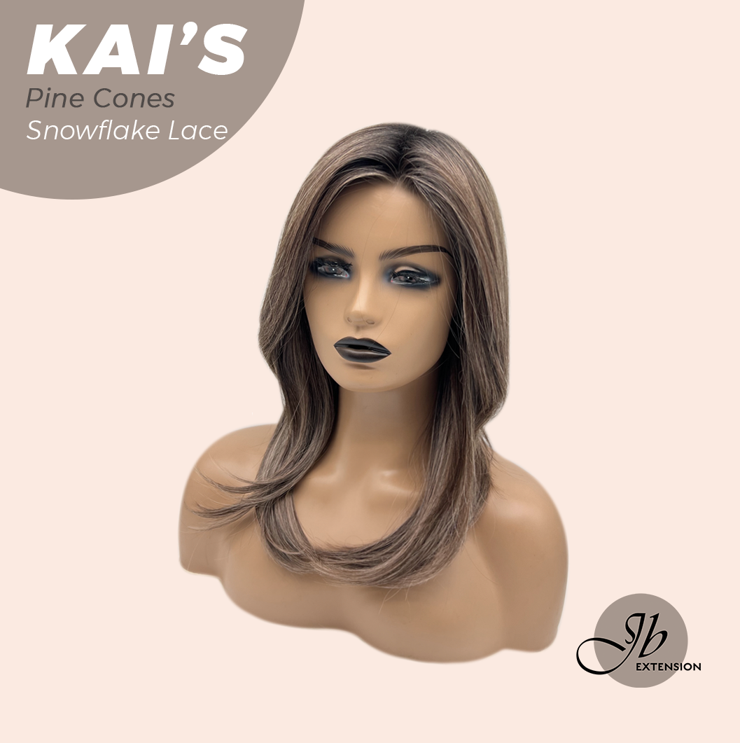 JBEXTENSION 18 Inches Pine Cones Pre-Cut Snowflake Lace Frontlace Glueless Wig KAI'S PINE CONES【PERMATEASE】【BENDY EAR TABS】- S/M