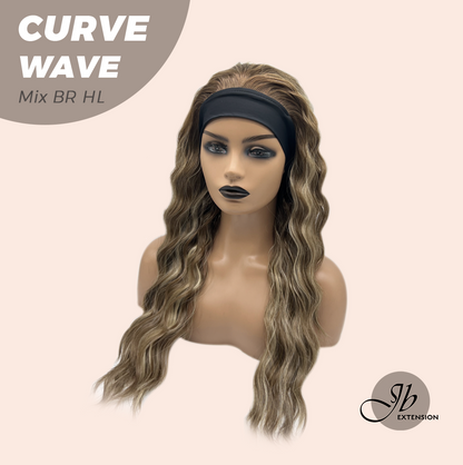 JBEXTENSION 26 Inches Long Wave Mix Brown Highlight Headband Wig CURVE WAVE - MIX BROWN HIGHLIGHT
