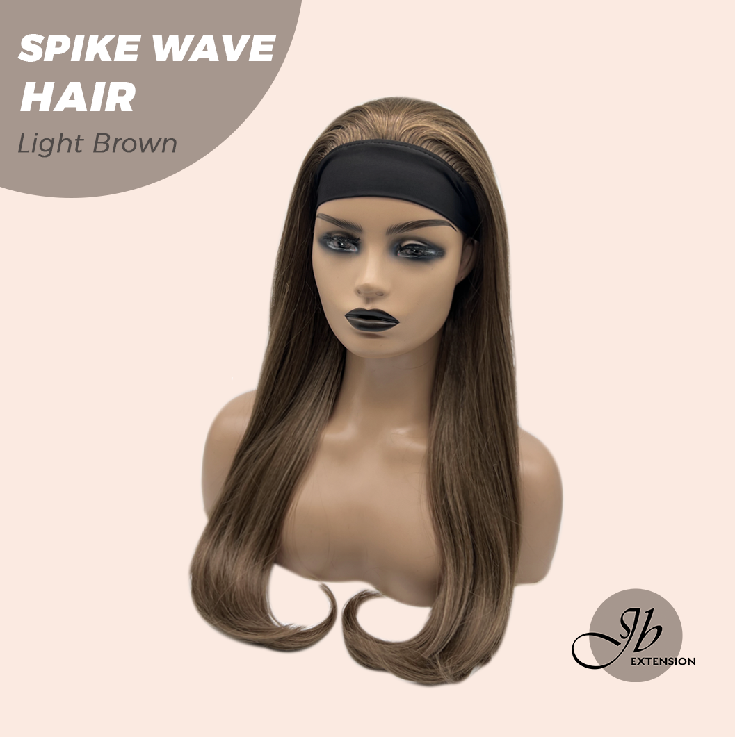 JBEXTENSION 24 Inches Long Curly Hair Light Brown Headband Wig SPIKE WAVE HAIR - LIGHT BROWN