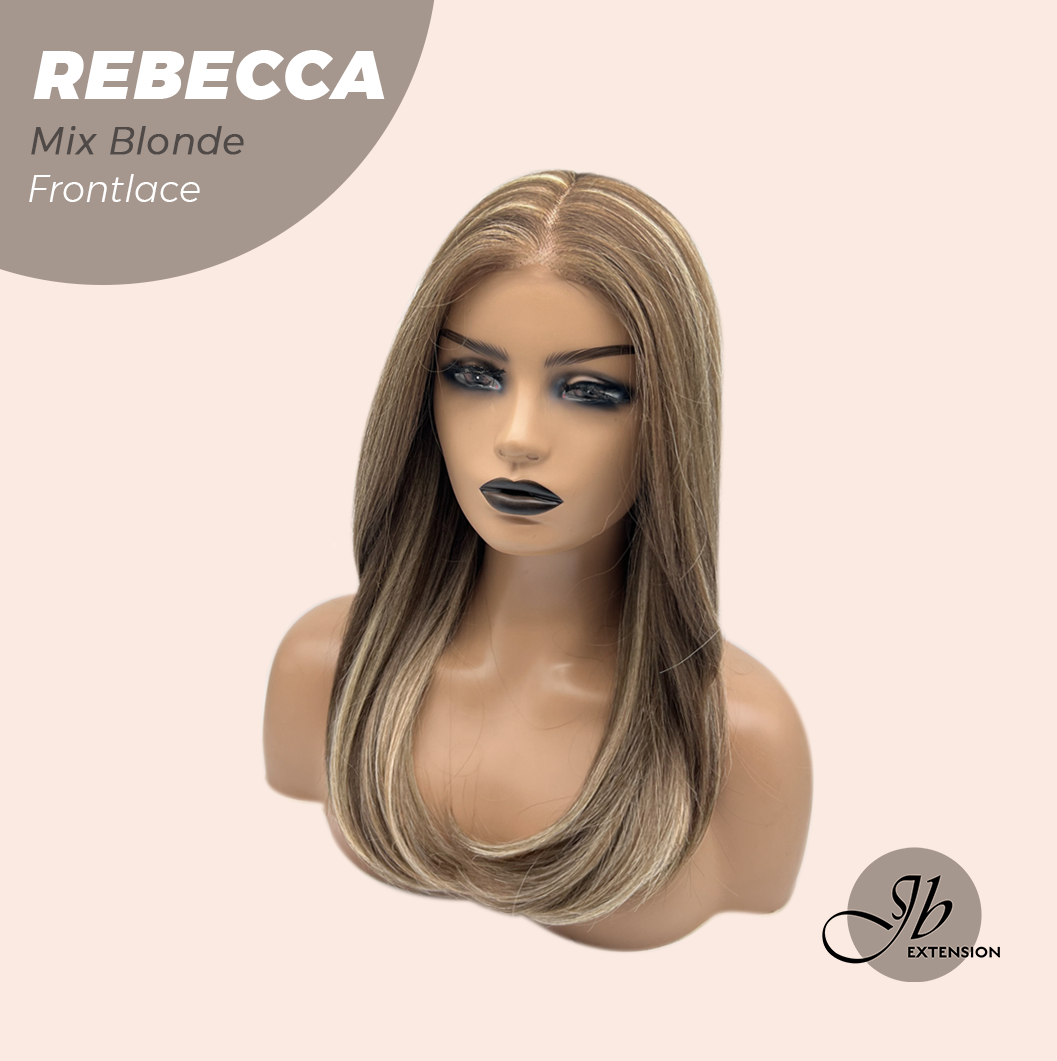 JBEXTENSION 20 Inches Long Mix Blonde Women Pre-Cut Frontlace Glueless Wig REBECCA MIX BLONDE