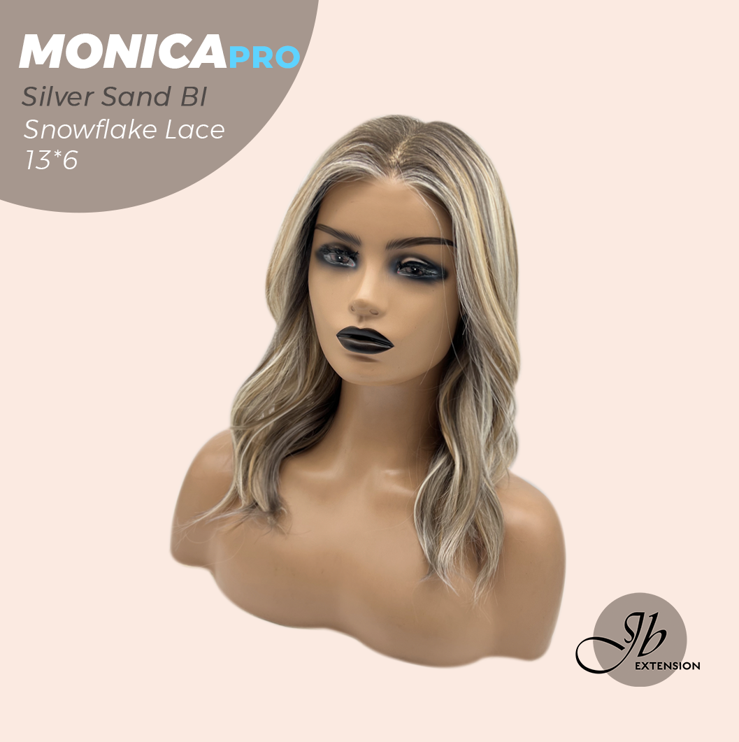 [PRE-ORDER] JBEXTENSION 16 Inches Silver Sand Blonde Pre-Cut 13X6 Free Part Snowflake Lace Frontlace Glueless Wig MONICA PRO - SILVER SAND BLONDE【BENDY EAR TABS】