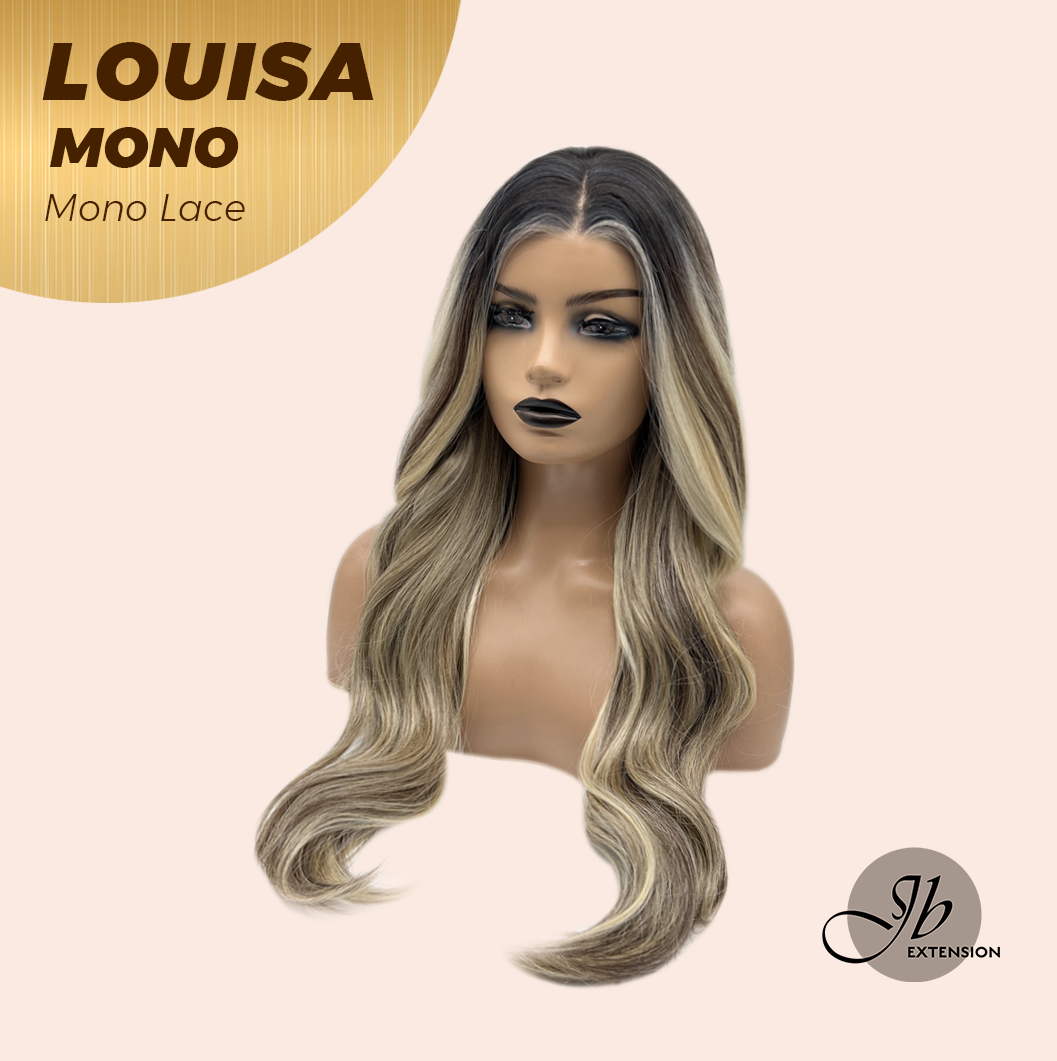 JBEXTENSION LOUISA MONO Monofilament Handmade Wig 6X5 Full Monofilament Hand Tied Top Wig 26 Inches Sun Kiss Blonde Mono Lace Wig with Anti-slip Silicone Strips Glueless Wig LOUISA MONO【BENDY EAR TABS】