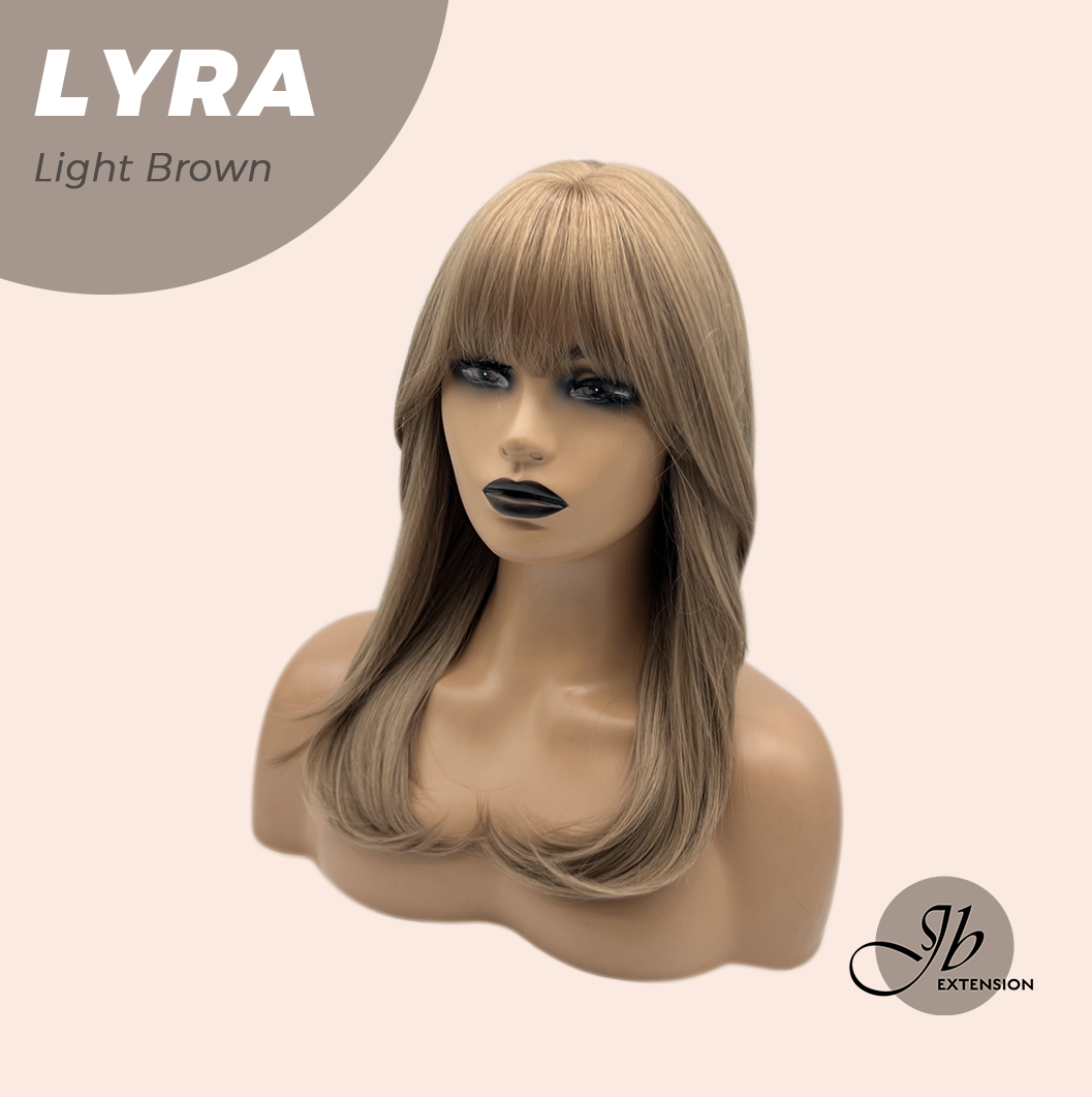 JBEXTENSION 18 Inches Light Brown Wig with Bangs LYRA LIGHT BROWN