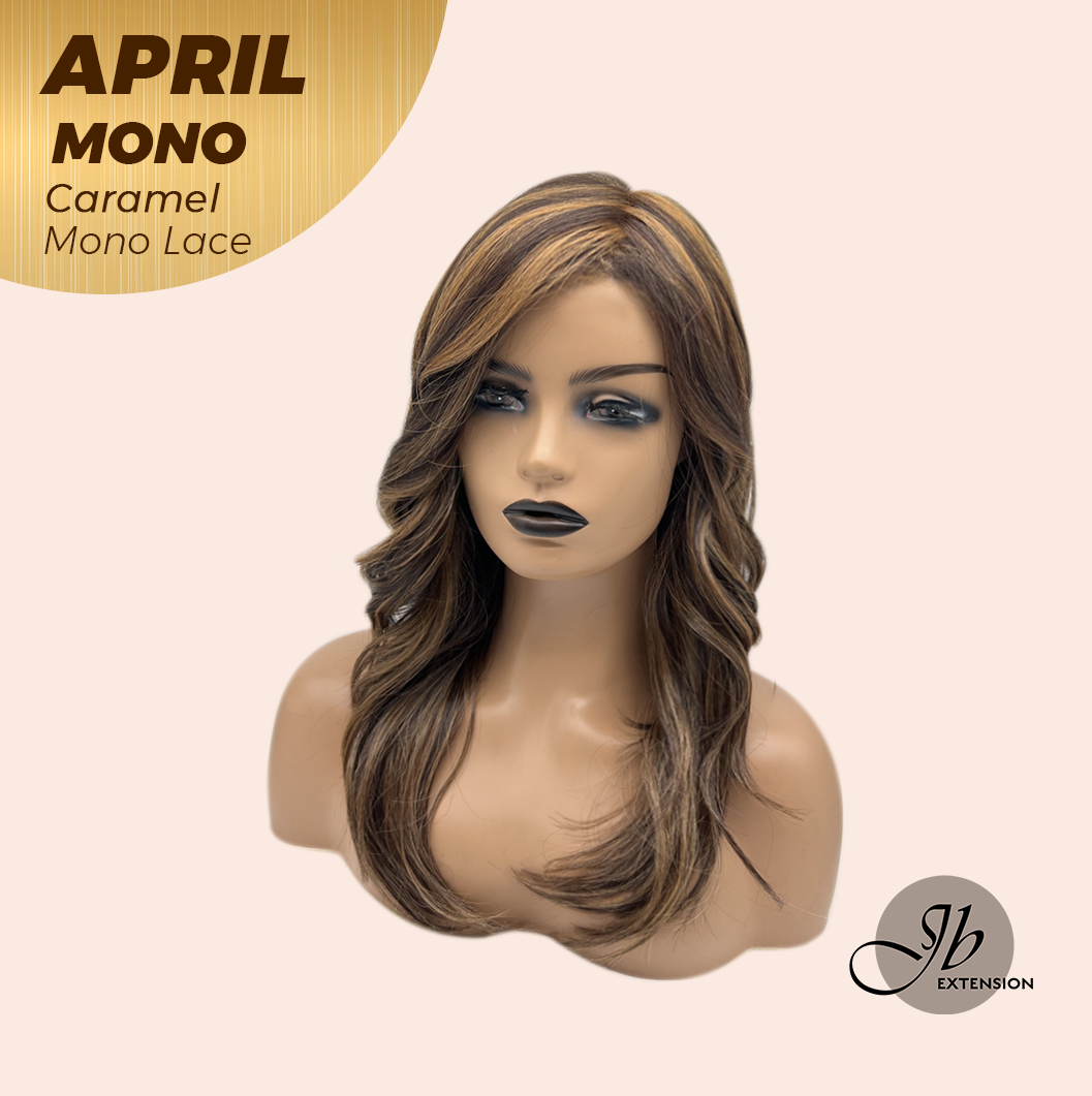 JBEXTENSION APRIL MONO Monofilament Handmade Wig 6X5 Full Monofilament Hand Tied Top Wig 18 Inches Caramel Mono Lace Wig With Anti-slip Silicone Strips Glueless Wig APRIL MONO CARAMEL【BENDY EAR TABS】
