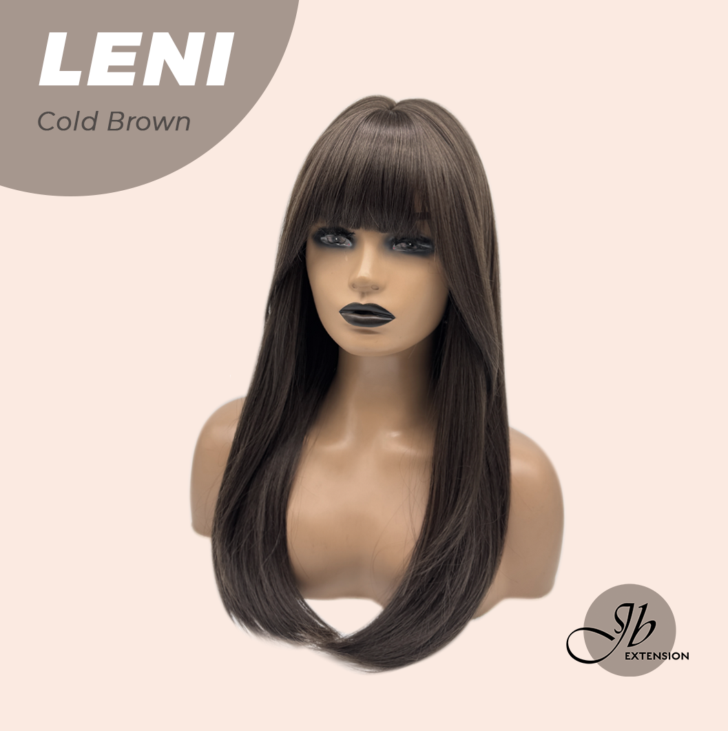 JBEXTENSION 22 Inches Cold Brown Fashion Wig with Bangs LENI COLD BROWN