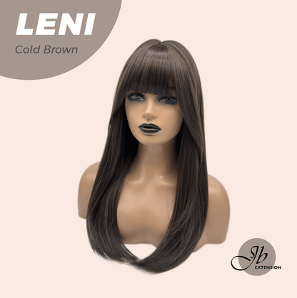 JBEXTENSION 22 Inches Cold Brown Fashion Wig with Bangs LENI COLD BROWN