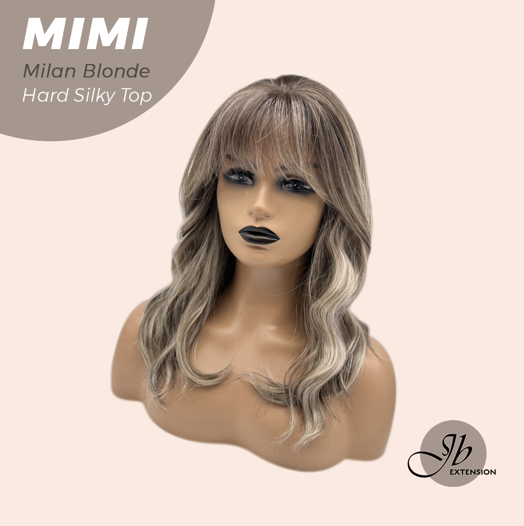 JBEXTENSION 16 Inches Scalpiana 3.5X4 Hard Silky Top Natural Scalp Effect Milan Blonde Body Wave Wig with Bangs Wig MIMI SILK TOP - MILAN BLONDE
