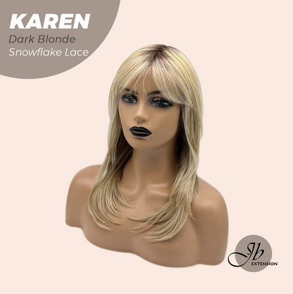 [PRE-ORDER] JBEXTENSION 18 Inches Dark Blonde Pre-Cut Arc Snowflake Lace Frontlace Glueless Wig KAREN DARK BLONDE【BENDY EAR TABS】