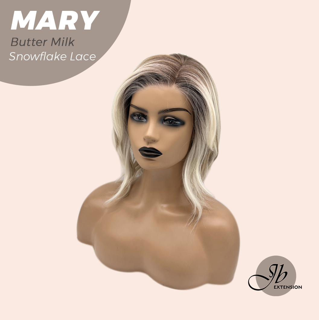 JBEXTENSION 14 Inches Butter Milk Pre-Cut Side Part Snowflake Lace Frontlace Glueless Wig MARY BUTTER MILK【BENDY EAR TABS】- S/M