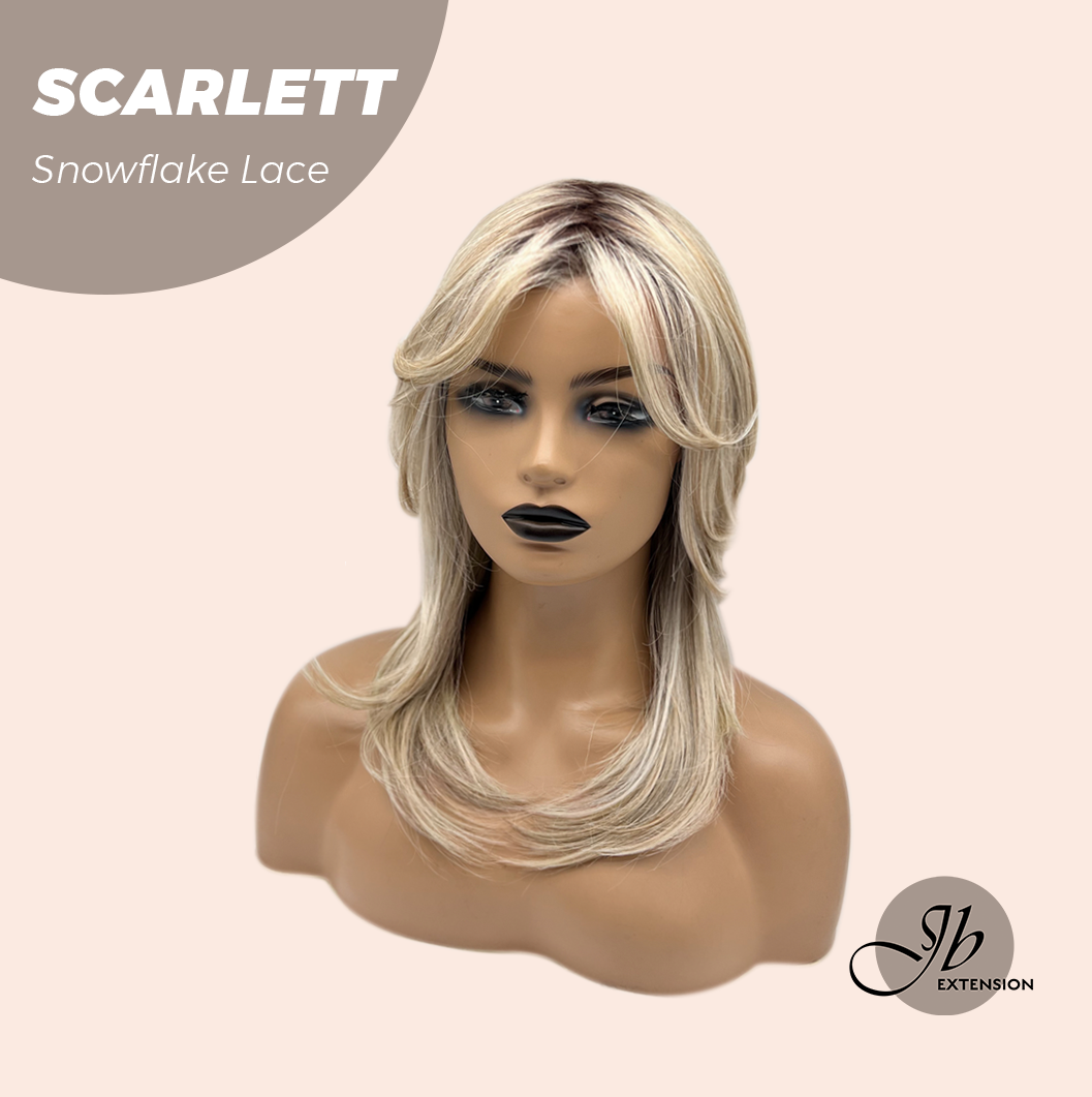 JBEXTENSION 19 Inches Curly Mix Blonde Pre-Cut Arc Snowflake Lace Frontlace Glueless Wig SCARLETT【BENDY EAR TABS】