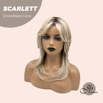 JBEXTENSION 19 Inches Curly Mix Blonde Pre-Cut Arc Snowflake Lace Frontlace Glueless Wig SCARLETT【BENDY EAR TABS】