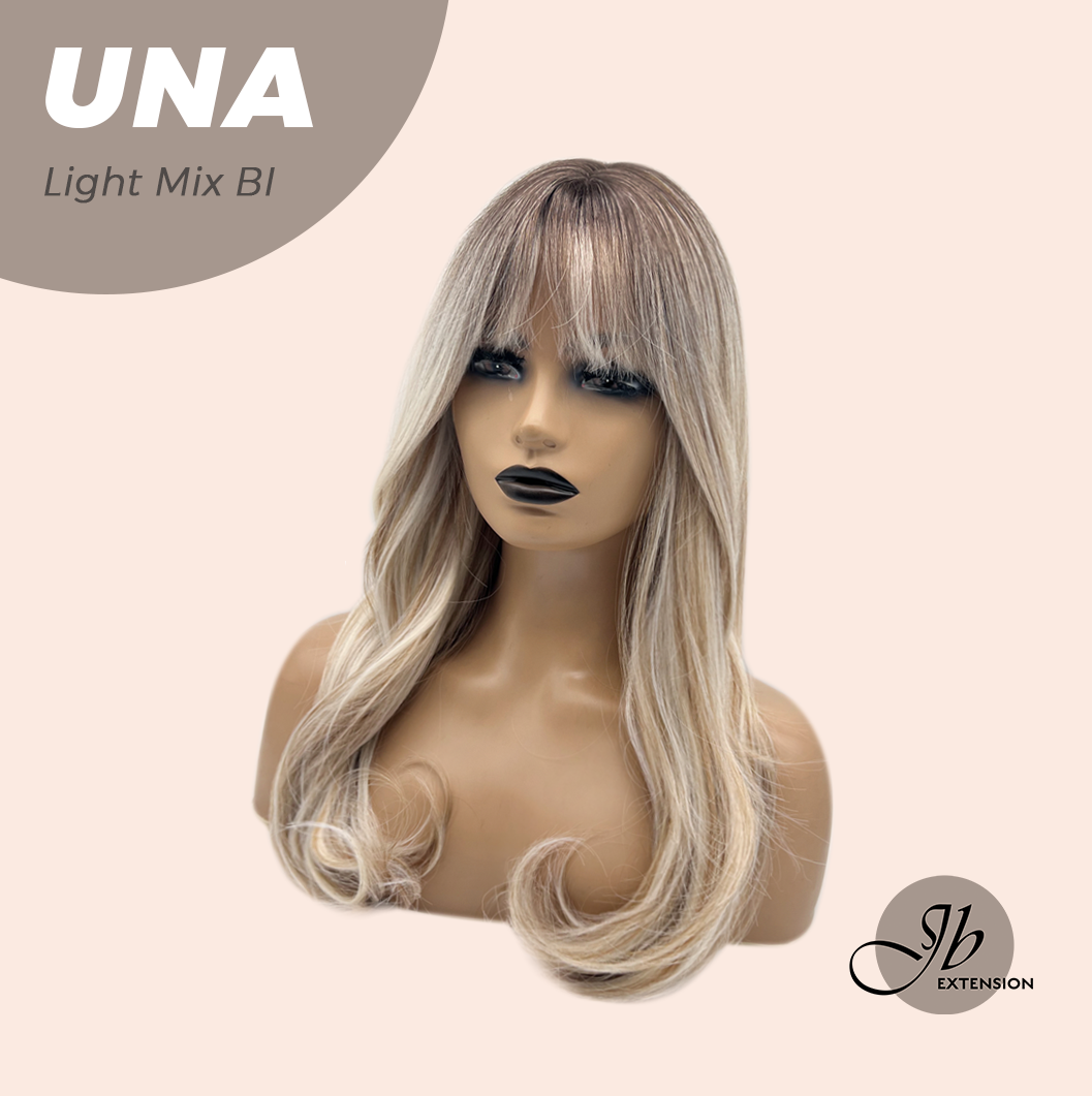 JBEXTENSION 22 Inches Light Mix Blonde Wave with Bangs Wig UNA LIGHT MIX BLONDE