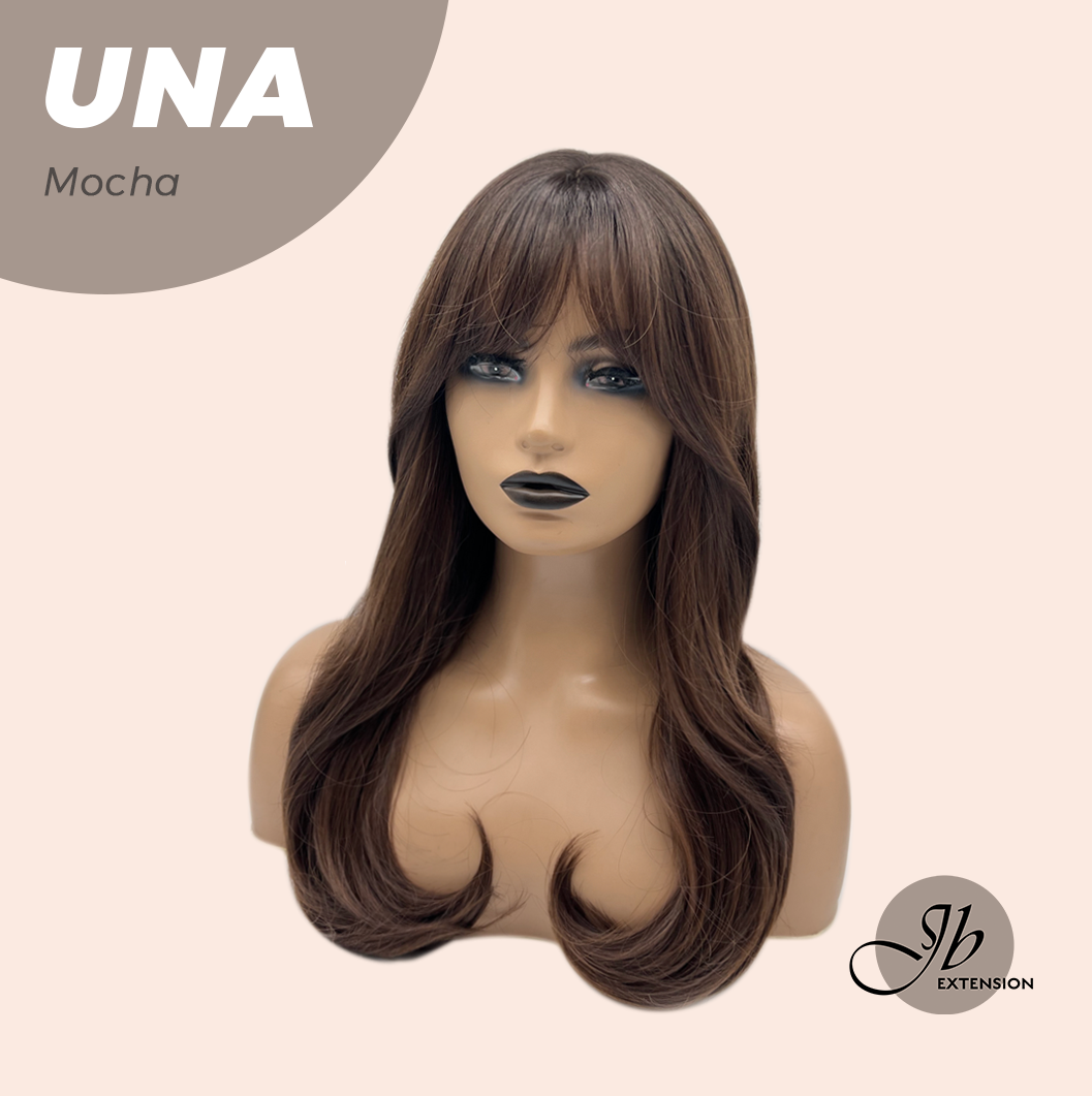 JBEXTENSION 22 Inches Mocha Wave with Bangs Wig UNA MOCHA