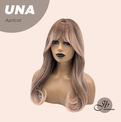 JBEXTENSION 22 Inches Apricot Wave with Bangs Wig UNA APRICOT