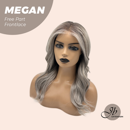 JBEXTENSION 20 Inches Mix Grey Curly Fiber X, Tangle Less Pre-Cut Free Part Frontlace Glueless Wig MEGAN【FIBER X】