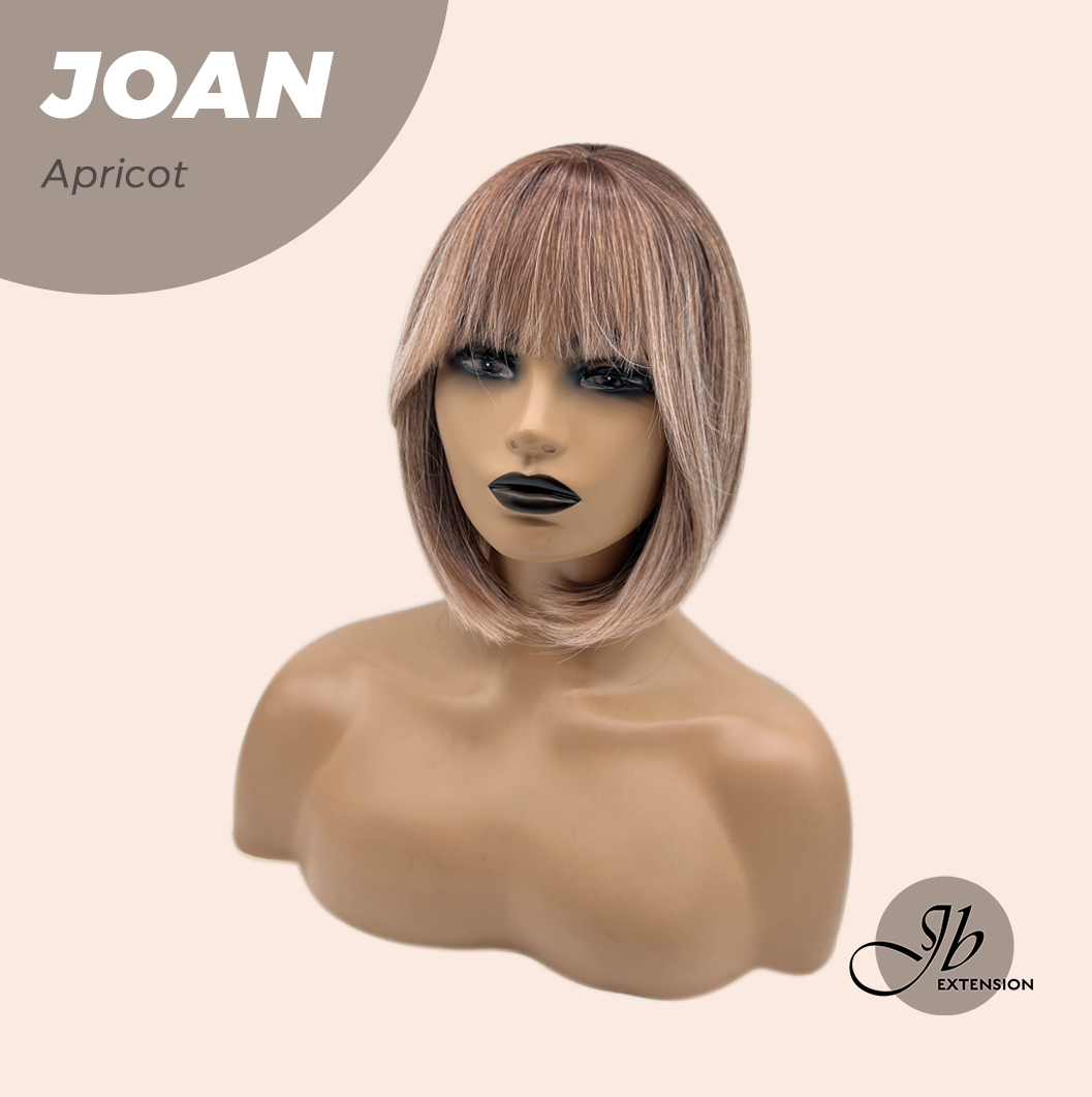 JBEXTENSION 10 Inches Bob Cut Apricot Wig with Bangs JOAN APRICOT