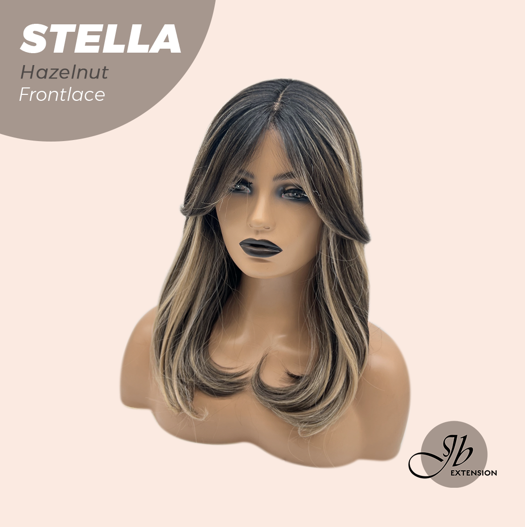 JBEXTENSION 16 Inches Hazelnut Curly Women Pre-Cut Frontlace Glueless Wig STELLA HAZELNUT