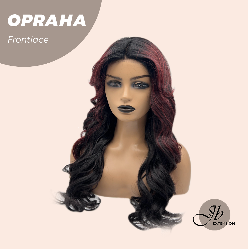 [FINAL SALE] JBEXTENSION 23 Inches Curly Black Red Pre-Cut Frontlace Glueless Black Sapphire Wig OPRAHA【BENDY EAR TABS】