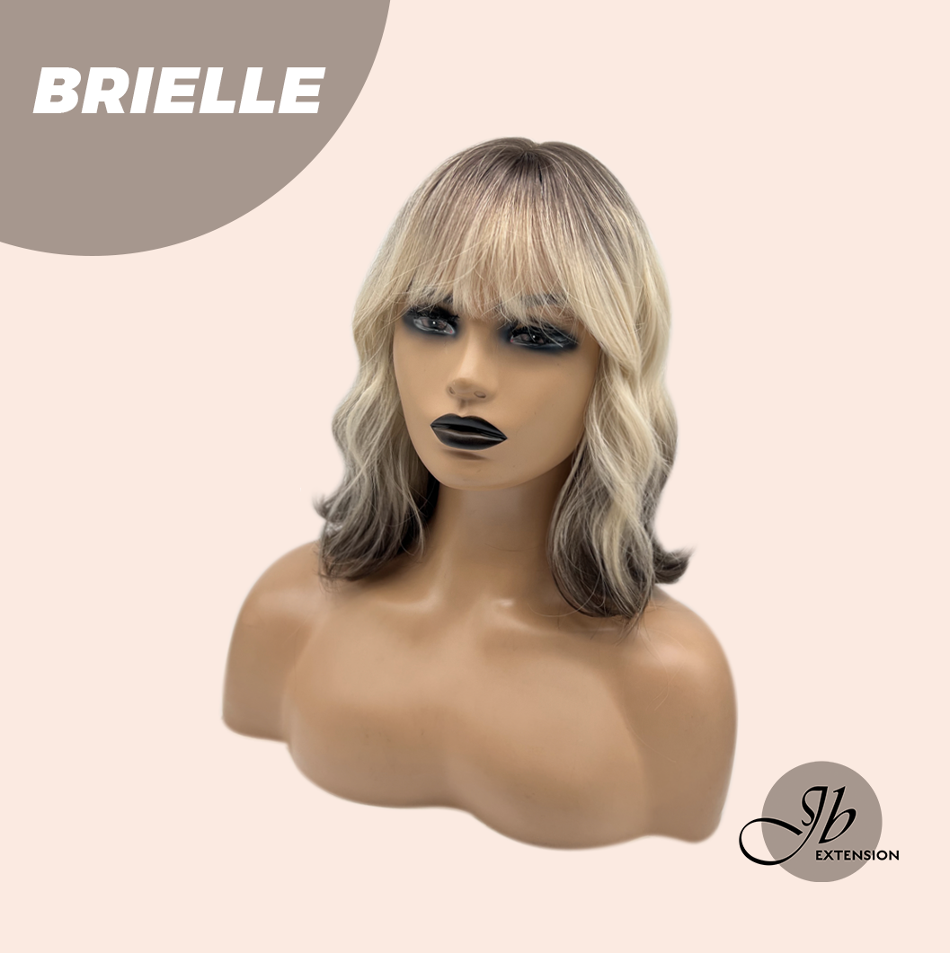 JBEXTENSION 12 Inches Bob Ombre Rooted Blonde Wavy Wig with Bangs BRIELLE