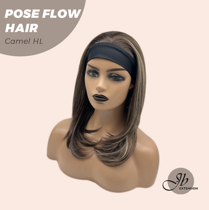 JBEXTENSION 18 Inches Camel Highlight Headband Wig POSE FLOW HAIR - CAMEL HIGHLIGHT