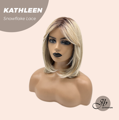 JBEXTENSION 15 Inches Mix Blonde Pre-Cut Arc Snowflake Lace Frontlace Glueless Wig KATHLEEN【BENDY EAR TABS】