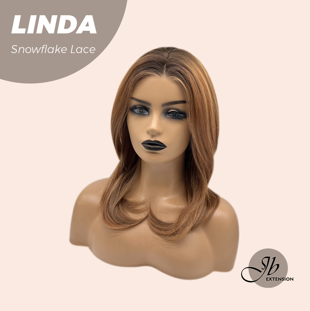 JBEXTENSION 18 Inches Copper Pre-Cut Arc Snowflake Lace Frontlace Glueless Wig LINDA SNOWFLAKE【BENDY EAR TABS】