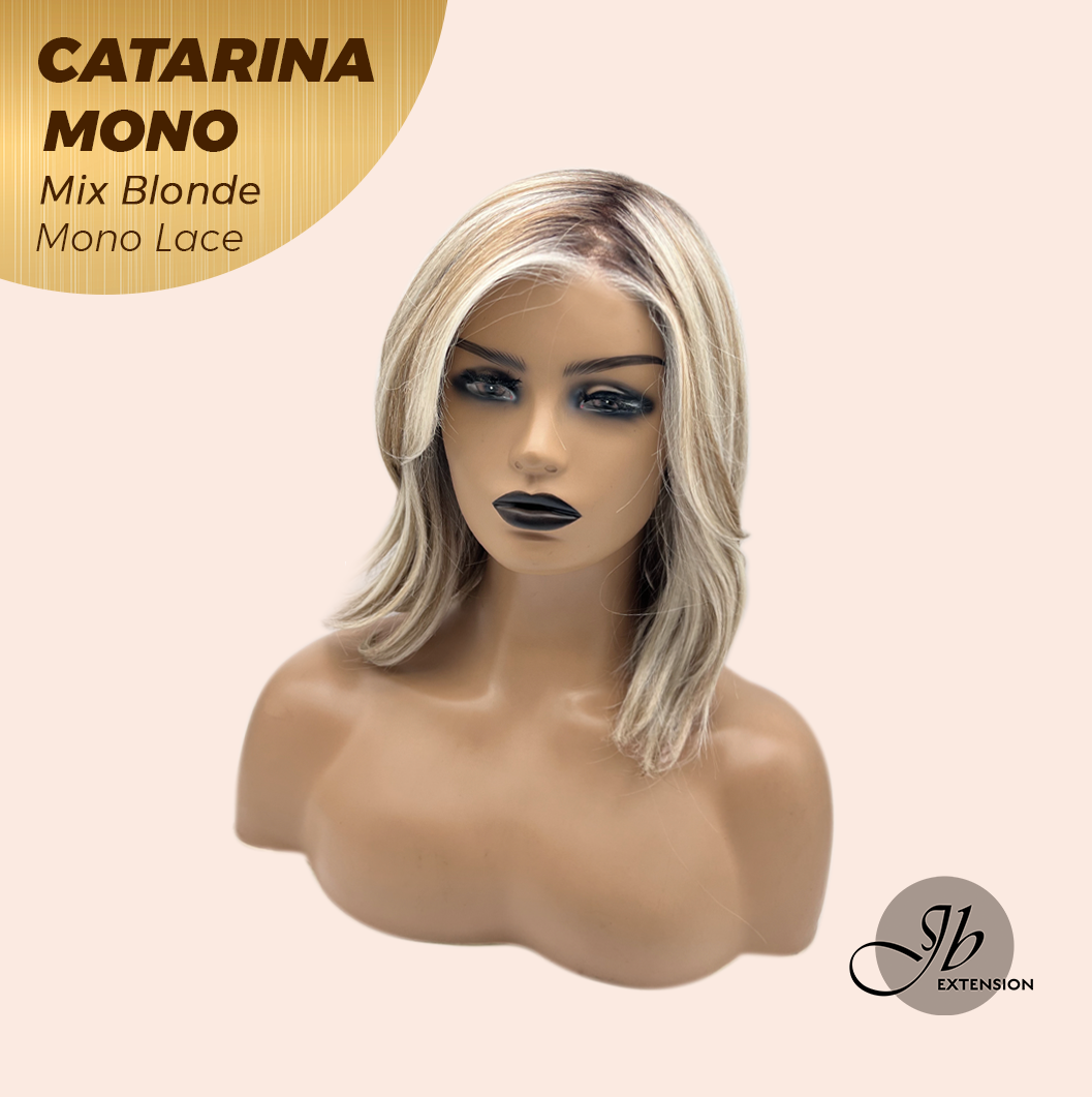 JBEXTENSION CATARINA MONO Full Monofilament Handmade Full Lace Full Hand Tied Wig 13 Inches Mix Blonde Mono Lace Handmade Futura Fiber Wig with Anti-slip Silicone Strips Glueless Wig CATARINA MONO MIX BLONDE【BENDY EAR TABS】