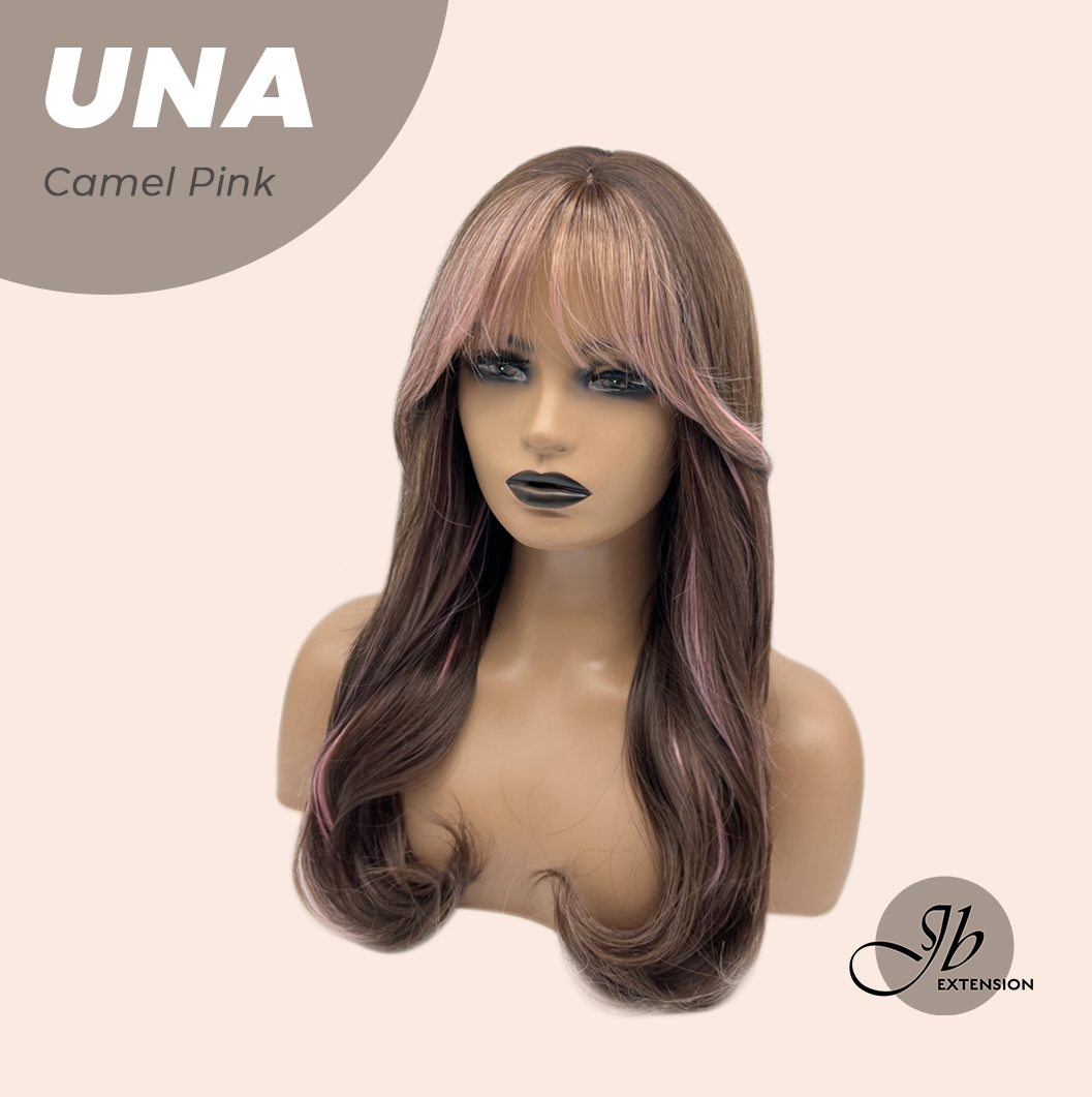 JBEXTENSION 22 Inches Camel Pink Wave with Bangs Wig UNA CAMEL PINK