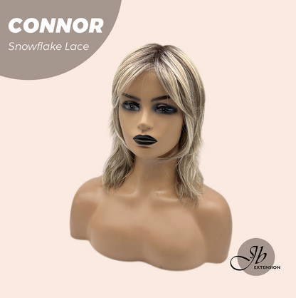 [PRE-ORDER] JBEXTENSION 13 Inches Dark Mix Blonde Curly Pre-Cut Arc Snowflake Lace Frontlace Glueless Wig CONNOR【BENDY EAR TABS】