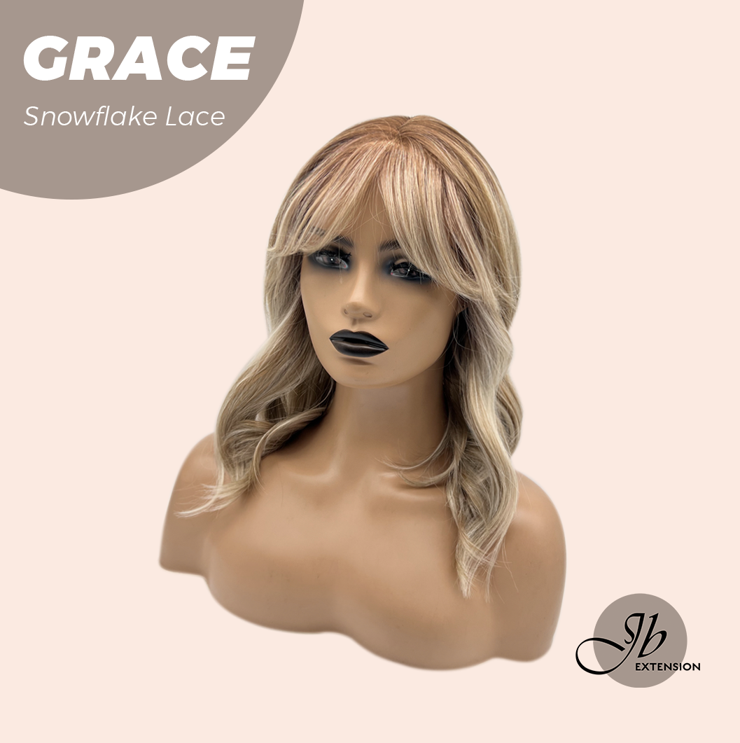 [FINAL SALE] JBEXTENSION 15 Inches Mix Blonde Wave Pre-Cut Arc Snowflake Lace Frontlace Glueless Wig GRACE【BENDY EAR TABS】