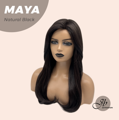 [FINAL SALE] JBEXTENSION 22 Inches Natural Black Women Fashion Full Machine Wig MAYA NATURAL BLACK【PLUS PERMATEASE】【BENDY EAR TABS】
