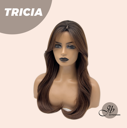 JBEXTENSION 23 Inches Curly Mocha with Dark Root Wig TRICIA