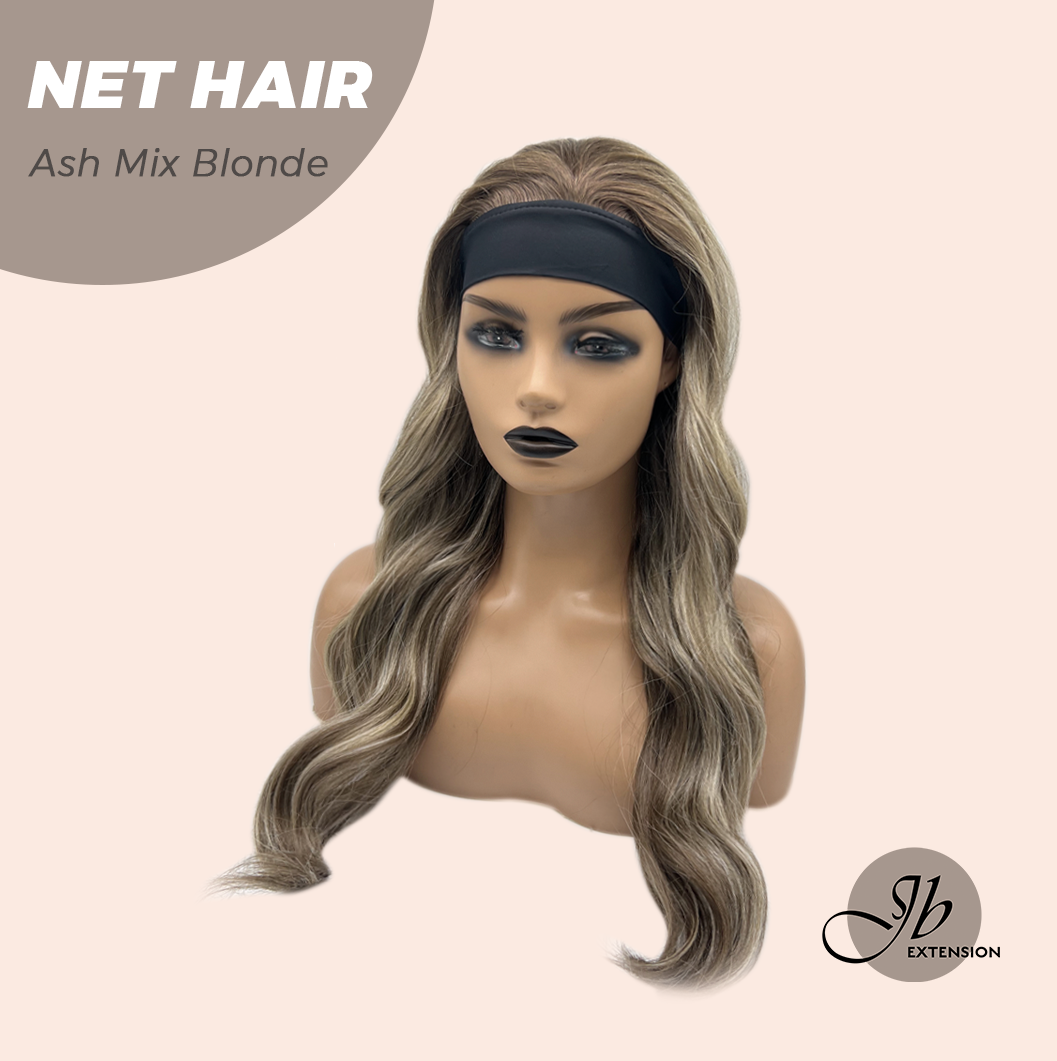 JBEXTENSION 26 Inches Long Wave Hair Ash Mix Blonde Headband Wig NET HAIR