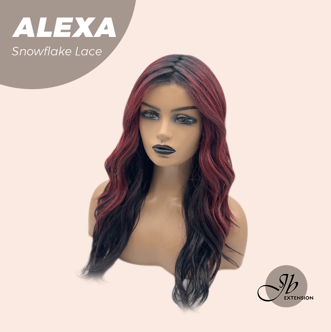 JBEXTENSION 20 Inches Curly Black Red Pre-Cut Arc Snowflake Lace Frontlace Glueless Black Sapphire Wig ALEXA【BENDY EAR TABS】