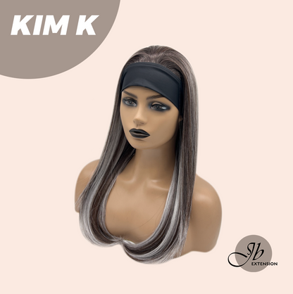 JBEXTENSION 22 Inches Straight Grey Brown Silver Ombre Headband Wig KIM K