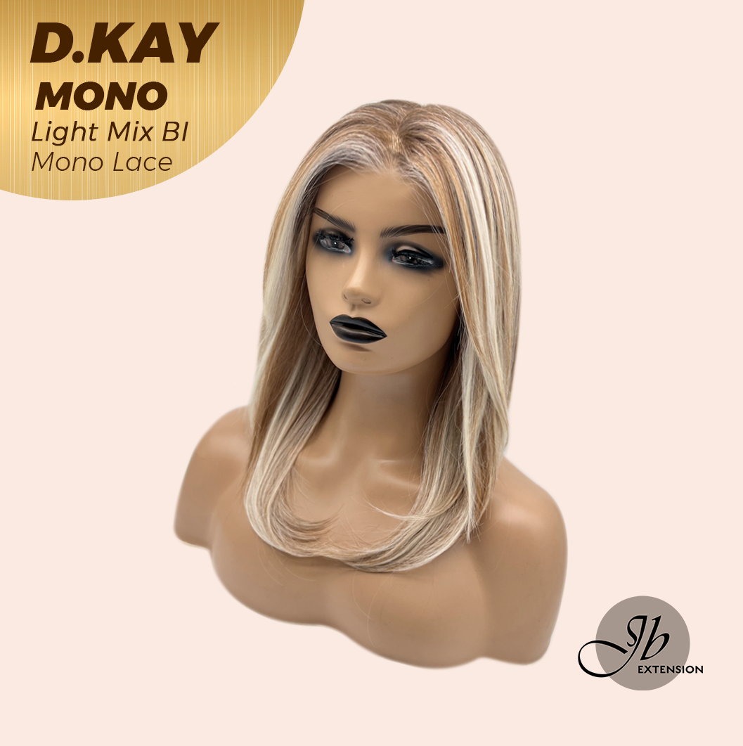 JBEXTENSION D.KAY MONO Partial Monofilament Wig 18 Inches Light Mix Blonde Partial Mono Lace Glueless Women Fashion Wig D.KAY MONO LIGHT MIX BLONDE【BENDY EAR TABS】
