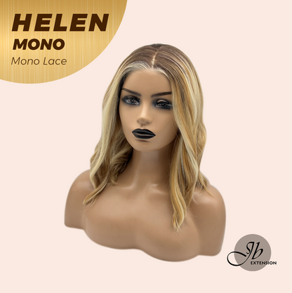 JBEXTENSION HELEN MONO Monofilament Handmade Wig 6X5 Full Monofilament Hand Tied Top Wig 14 Inches Honey Blonde Mono Lace Wig with Anti-slip Silicone Strips Glueless Wig HELEN MONO【BENDY EAR TABS】