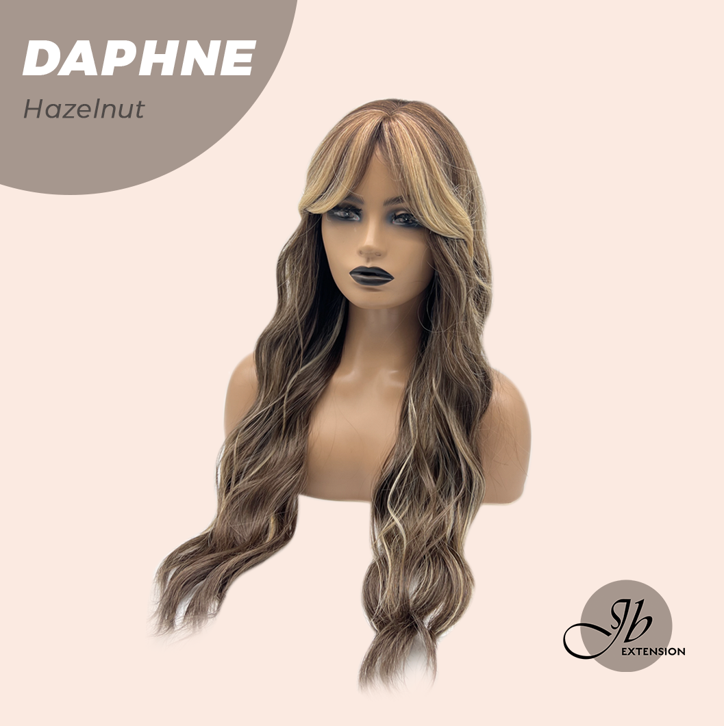 JBEXTENSION 29 Inches Long Body Wave Hazelnut Wig With Bangs DAPHNE HAZELNUT