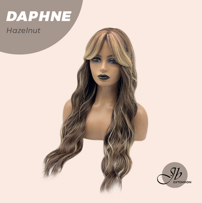 JBEXTENSION 29 Inches Long Body Wave Hazelnut Wig With Bangs DAPHNE HAZELNUT