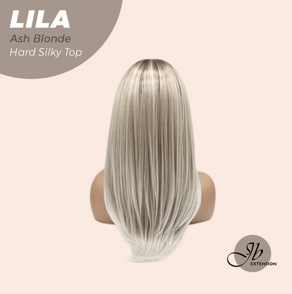 JBEXTENSION 20 Inches Scalpiana Ash Blonde Wolf Cut 3.5X4 Hard Silky Top Natural Scalp Effect Wig with Bangs LILA ASH BLONDE