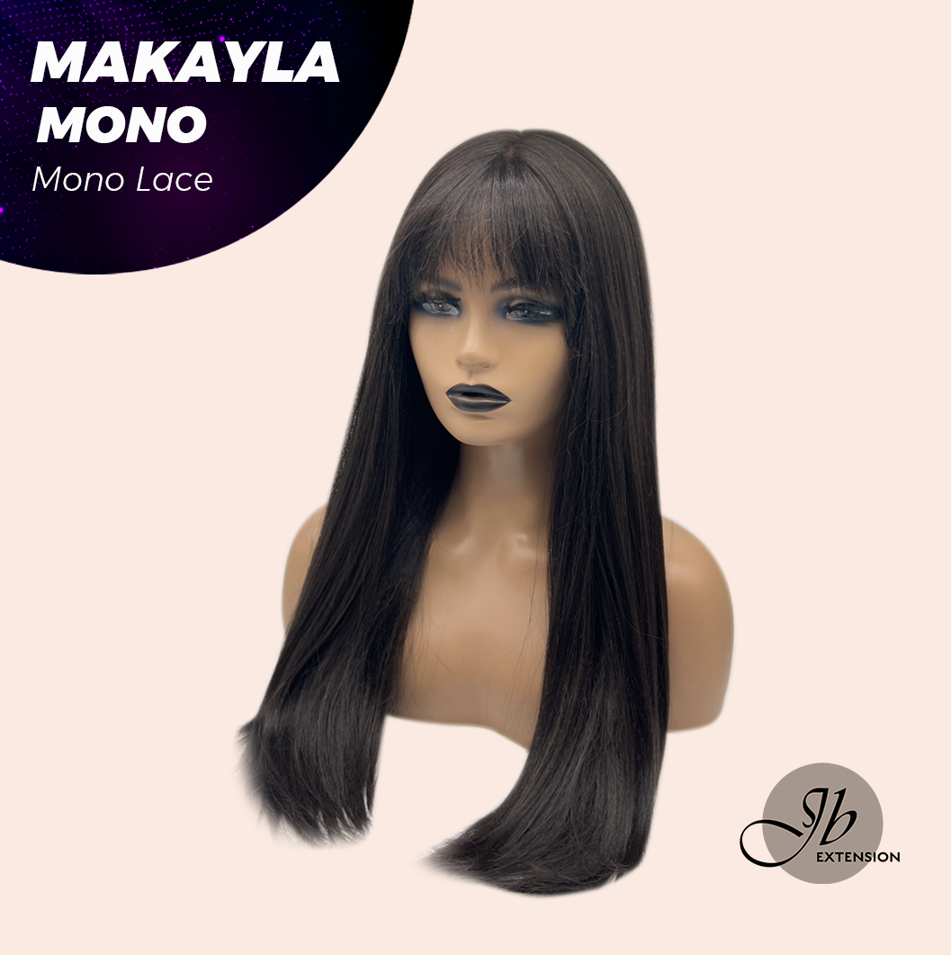 [FINAL SALE] JBEXTENSION MAKAYLA MONO Monofilament Handmade Wig 6X5 Full Monofilament Hand Tied Top Wig 23 Inches Long Black Straight Mono Lace Handmade Futura Fiber Glueless Black Sapphire Wig MAKAYLA MONO【BENDY EAR TABS】