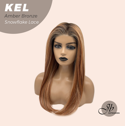 JBEXTENSION 22 Inches Amber Bronze Pre-Cut Snowflake Lace Frontlace Glueless Wig KEL AMBER BRONZE【PERMATEASE】【BENDY EAR TABS】- M/L