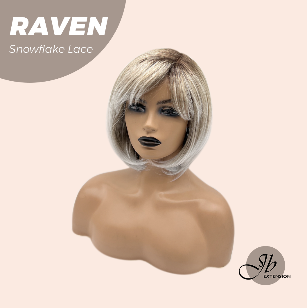 JBEXTENSION 12 Inches Ash Grey Pre-Cut Side Part Snowflake Lace Frontlace Glueless Wig RAVEN【BENDY EAR TABS】