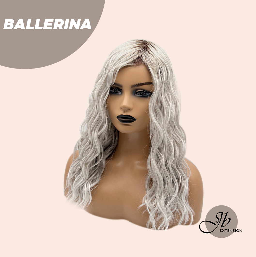 [FINAL SALE] JBEXTENSION 18 Inches Wave Silver Wig with Dark Root Women Fashion Full Machine Wig BALLERINA【PLUS PERMATEASE】【BENDY EAR TABS】