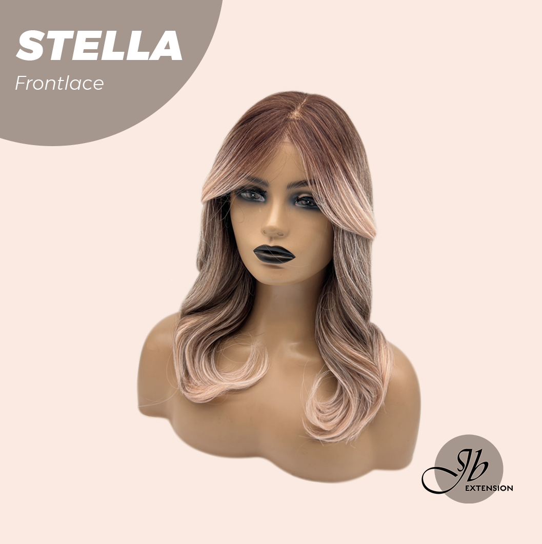 JBEXTENSION 16 Inches Apricot Curly Women Pre-Cut Frontlace Glueless Wig STELLA